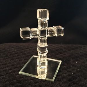 Crystal cross on mirrored base